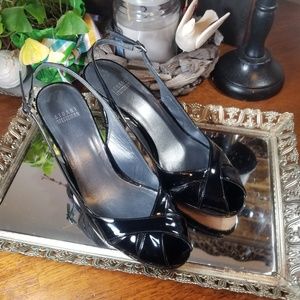 Stuart Weitzman Black Patent Leather Peep Toe